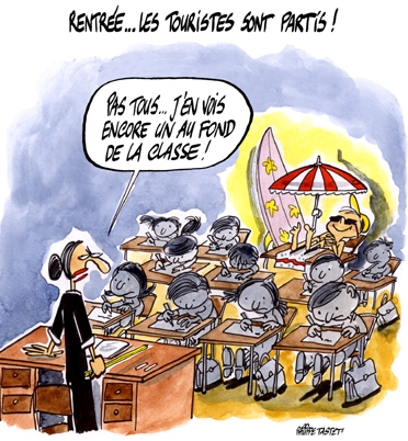 dessin : Rentrée scolaire... les touristes sont partis.