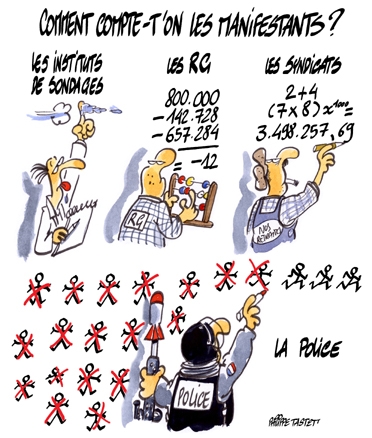 dessin : Comment compte-t'on les manifestants