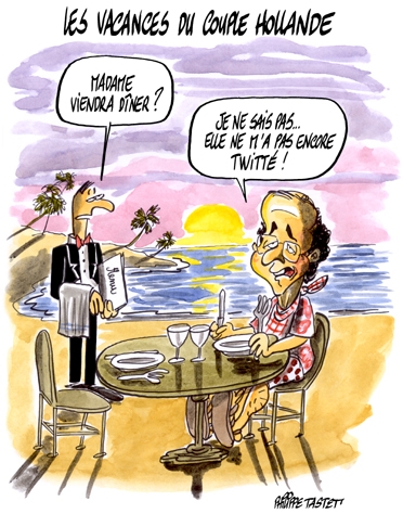 dessin : Les vacances du couple hollande