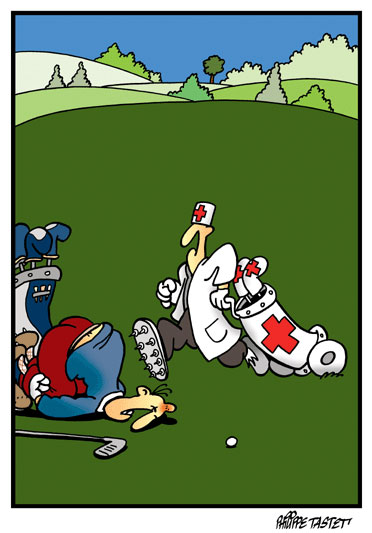 dessin de golf : Respectez les distances -  Fore !