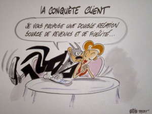 dessin Congrès Banque populaire : La conquète du client