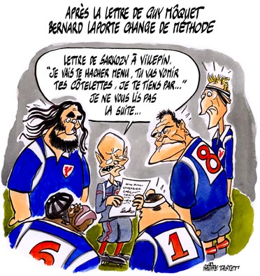 dessin rugby : Bernard Laporte change de méthode