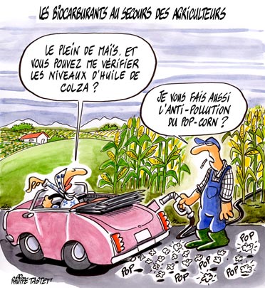 dessin : Les biocarburants au secours des agriculteurs