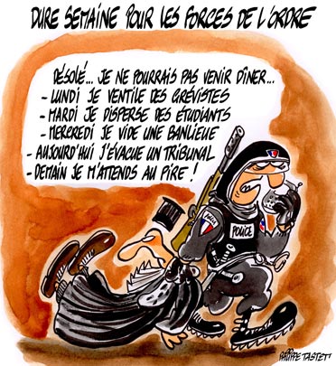 dessin : Dure semaine pour les forces de l'ordre