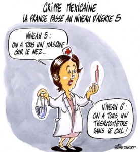 dessin : Grippe mexicaine : la France passe au niveau d'alerte 5