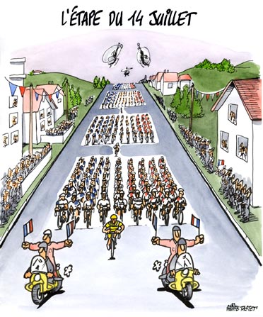 dessin : Tour de France , l'étape du 14 juillet