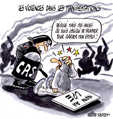 dessin : La violence dans les manifs anti-CPE