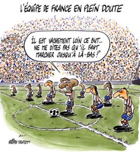 Dessin : Foot - l'équipe de France en plein doute