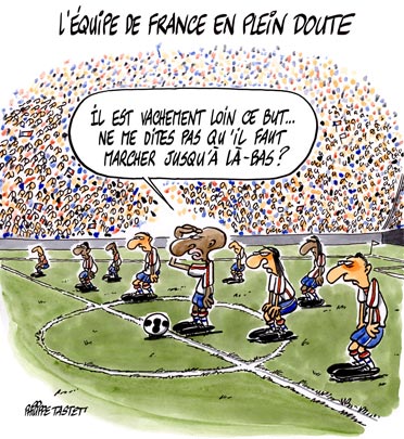 Dessin : Foot - l'équipe de France de football en plein doute