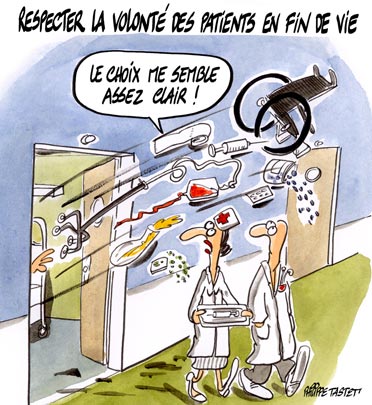 dessin : Respecter la volonté des patients en fin de vie