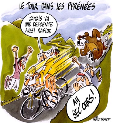 dessin : Le Tour de France dans les Pyrénées