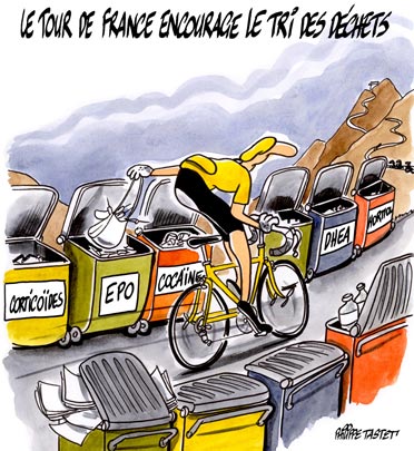 dessin : Le Tour de France encourage le tri des déchets