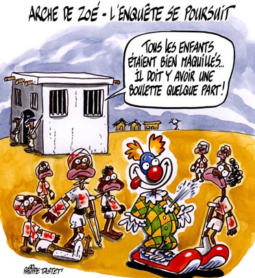 dessin : Arche de Zoé - l'enquête se poursuit