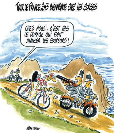 dessin : tour de France 2013, départ en Corse