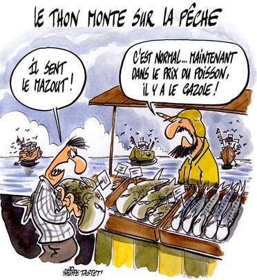 dessin presse : Le thon monte sur la pêche