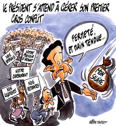 dessin : Nicolas Sarkozy s'attend à gérer son premier gros conflit