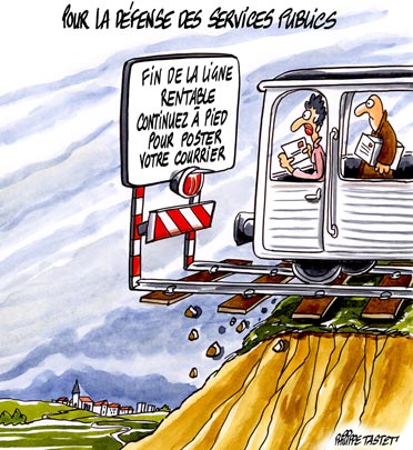 dessin : Pour la défense des services publics