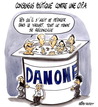 dessin : Consensus politique contre une OPA