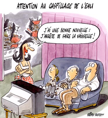 dessin : Attention au gaspillage de l'eau