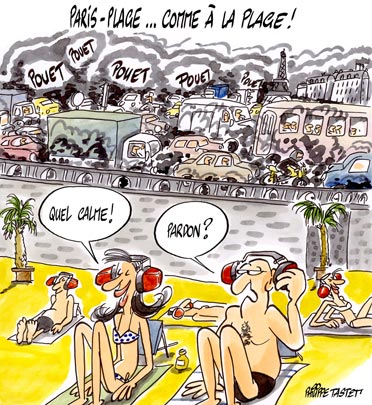 dessin : Paris-plage... c'est comme à la plage