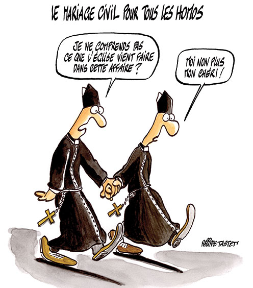 dessin : mariage pour tous le homos